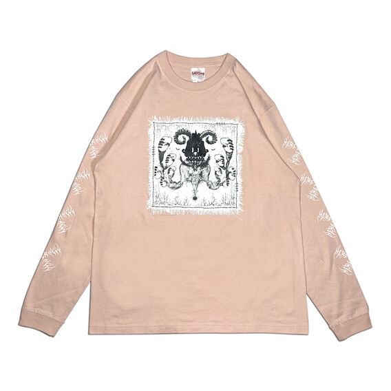 【4s4ki】“Here or Hell” Long Sleeve T-shirt [Off Pink]
